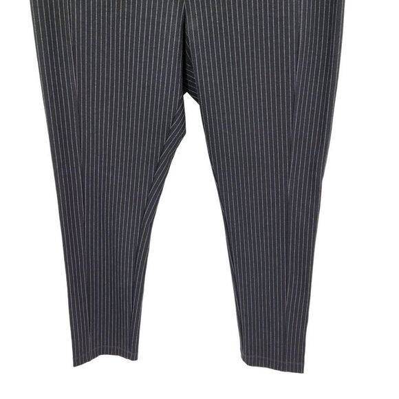 Karl Lagerfeld Mid Rise Stretch Pants 16 XL Black Gray Pinstripe Faux Zippers - Picture 7 of 14